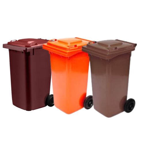 WB120L - Wheelie Bin - Burgundy, Orange, Brown,